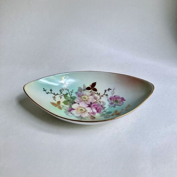 Schumann Arzberg, Germany Aqua with Gold Rim "Wild Rose" Porcelain Bowl - Picture 14 of 14